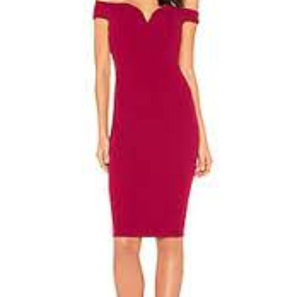 Nookie Dress Women's XS NWT Dollie Midi Ruby Red Off Shoulder Cocktail - Picture 1 of 7